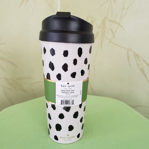 KATE SPADE FLAMINGO DOT TRAVEL MUG:NWT - Picture 4 of 8